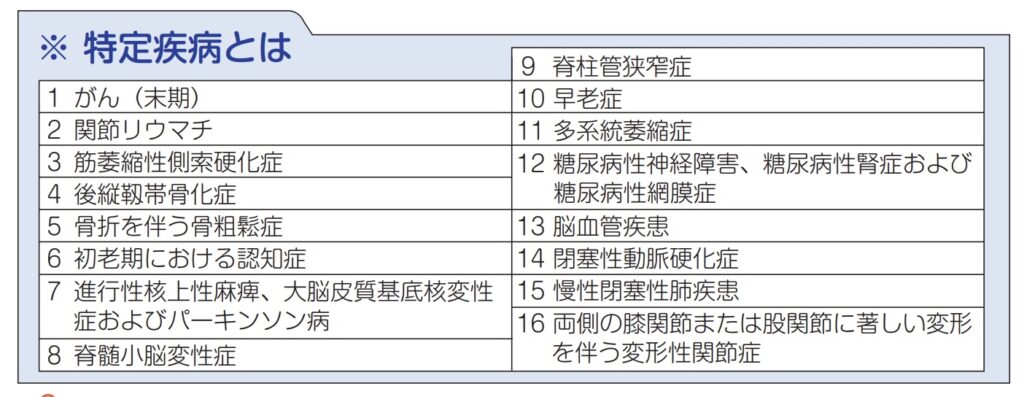 厚生労働省｜介護保険｜保険の定める特定疾病16種類一覧